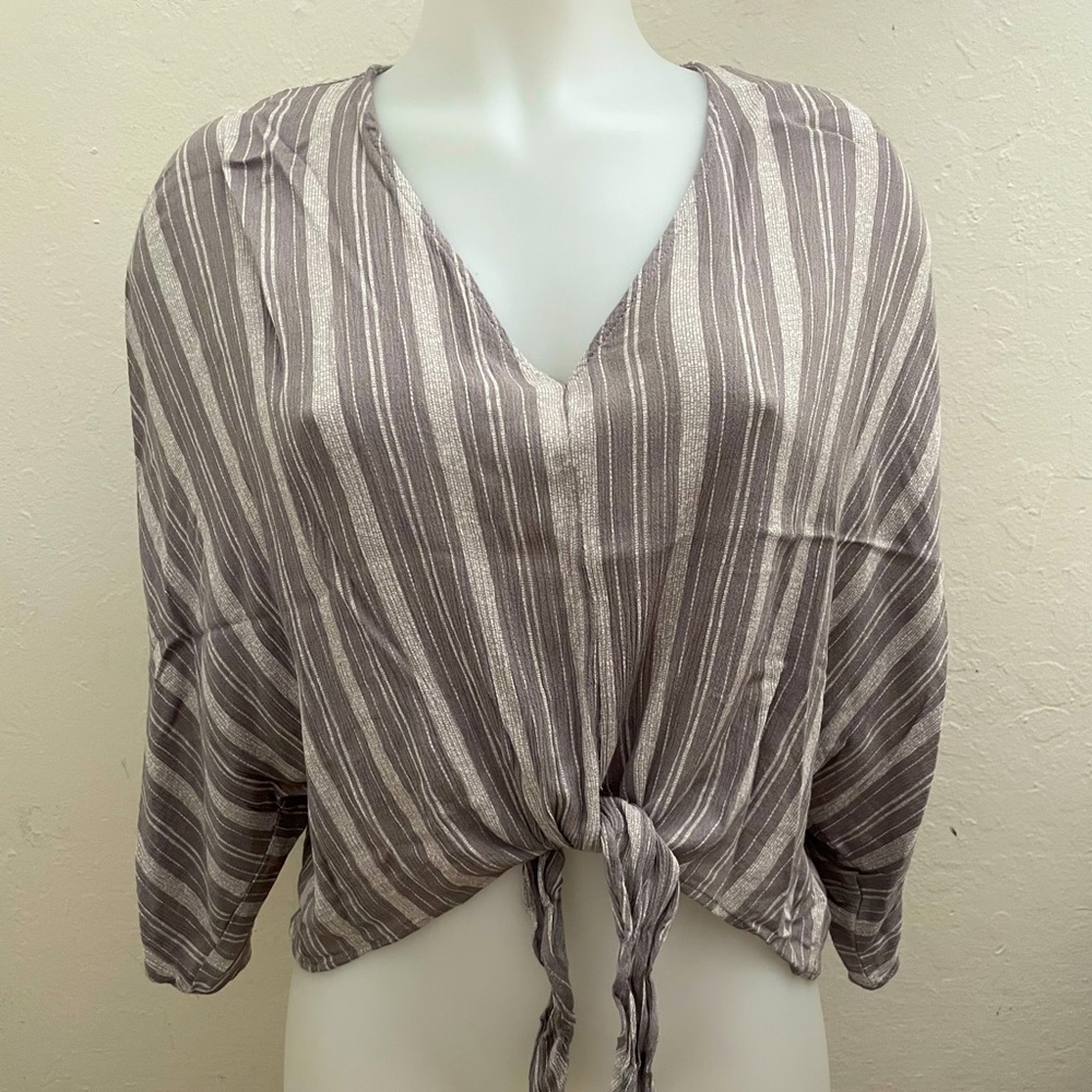 Grey and White Top